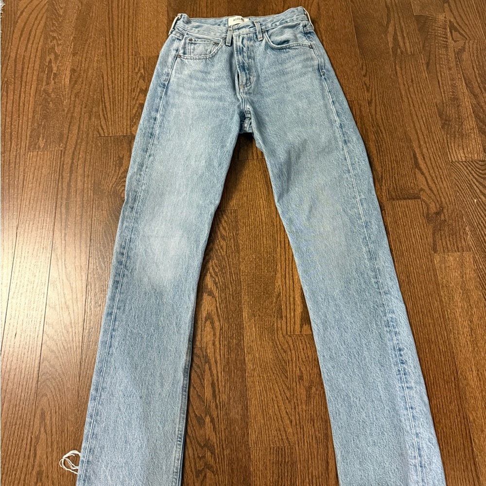 Agolde Cherie Sky Blue Straight Leg Jeans Size 25 Inseam 30” - Picture 2 of 4